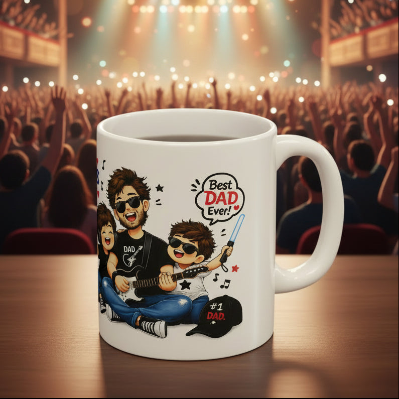 Personalised Father’s Day Music Dad Mug— Custom Photo & Message | ORCA Coated 11oz Ceramic
