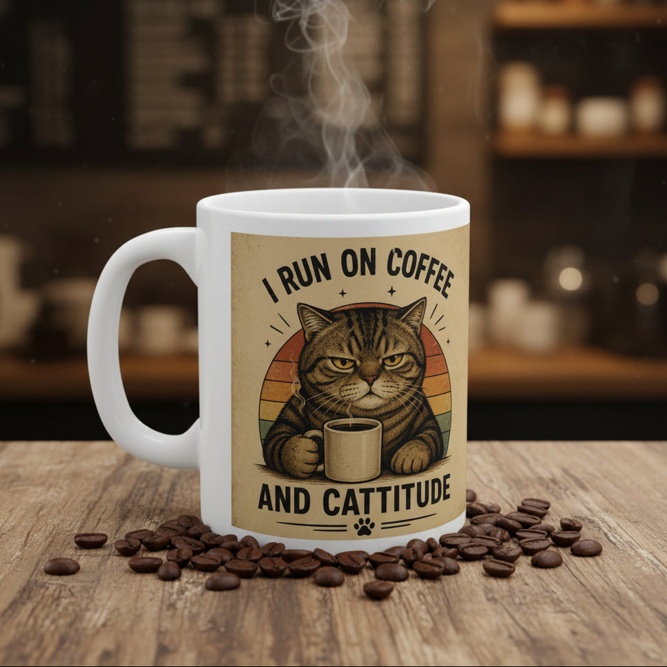 Personalised Cattitude Mug — Custom Image & Message | ORCA Coated 11oz Ceramic