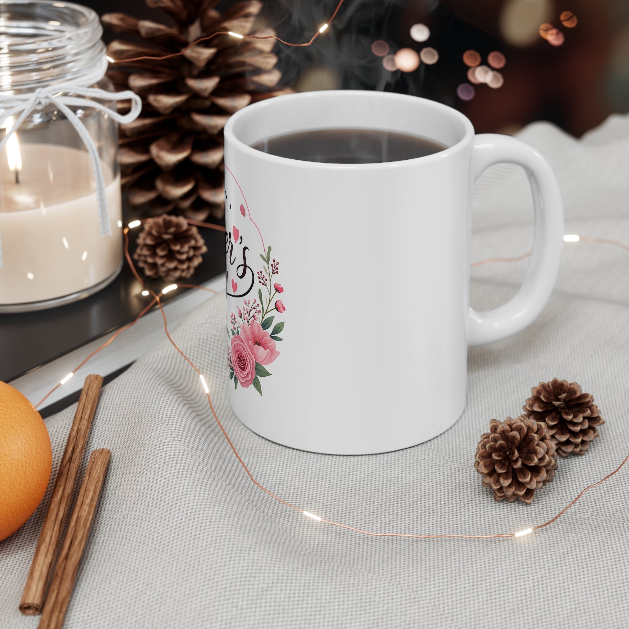 Mother's Day Pink Flower Ceramic Mug — Branded 11oz and 15oz sizes