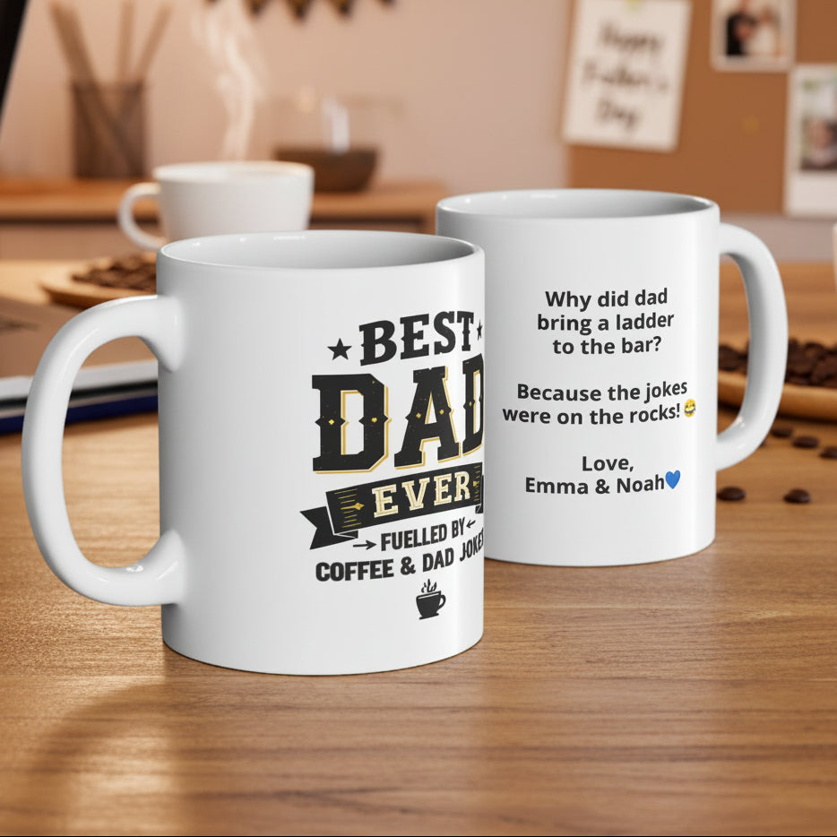 Personalised Best Dad Ever Coffee Mug — Custom Image & Message | ORCA Coated 11oz Ceramic