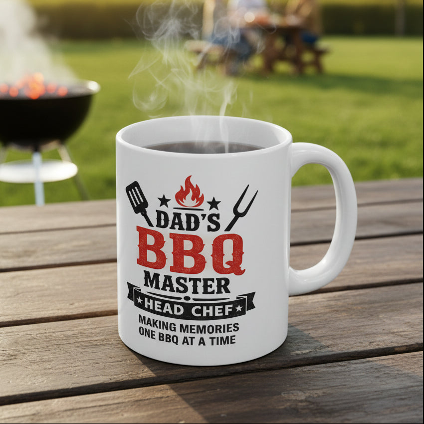 Personalised BBQ Master Dad Mug — Custom Image & Message | ORCA Coated 11oz Ceramic