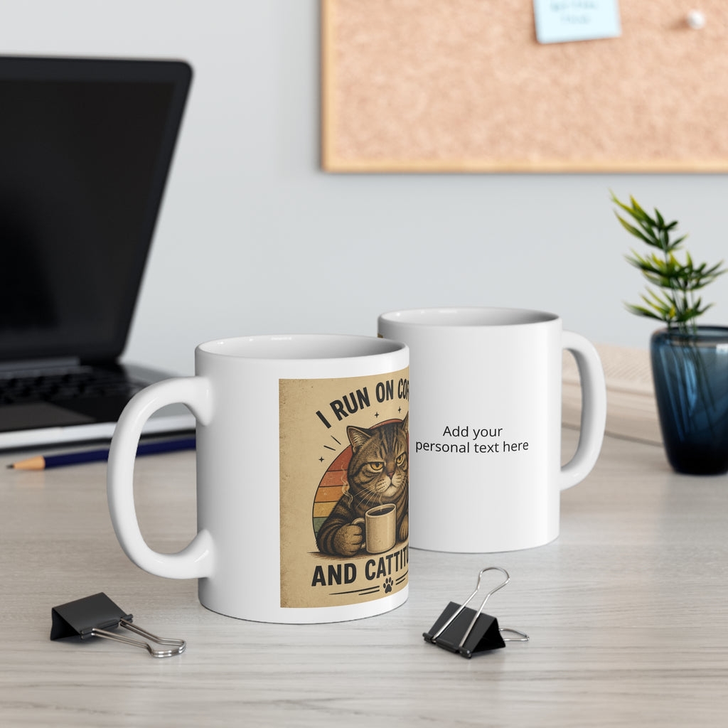 Personalised Cattitude Mug — Custom Image & Message | ORCA Coated 11oz Ceramic