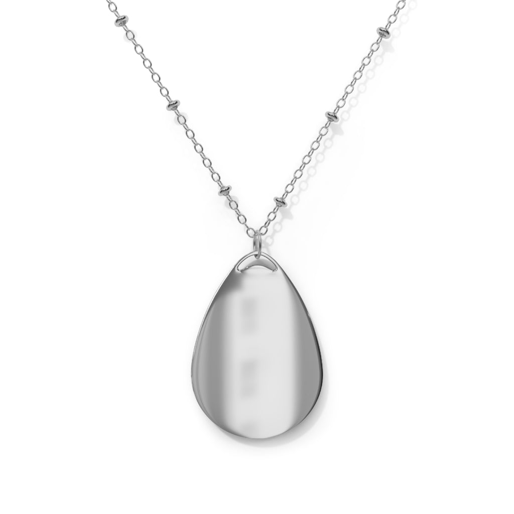 Personalized Oval Photo Necklace - Custom Engraved Teardrop Pendant