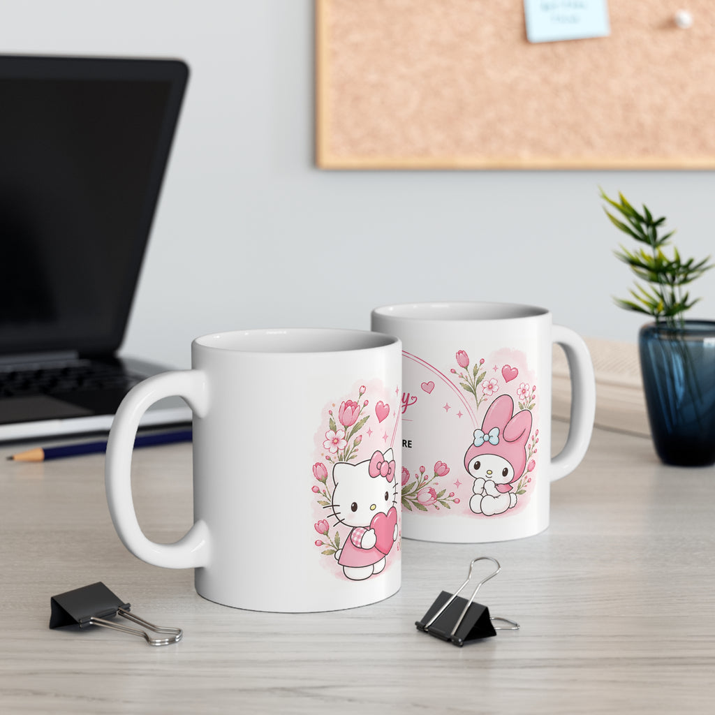 Happy Birthday Hello Kitty Ceramic Mug — Customizable 11oz & 15oz