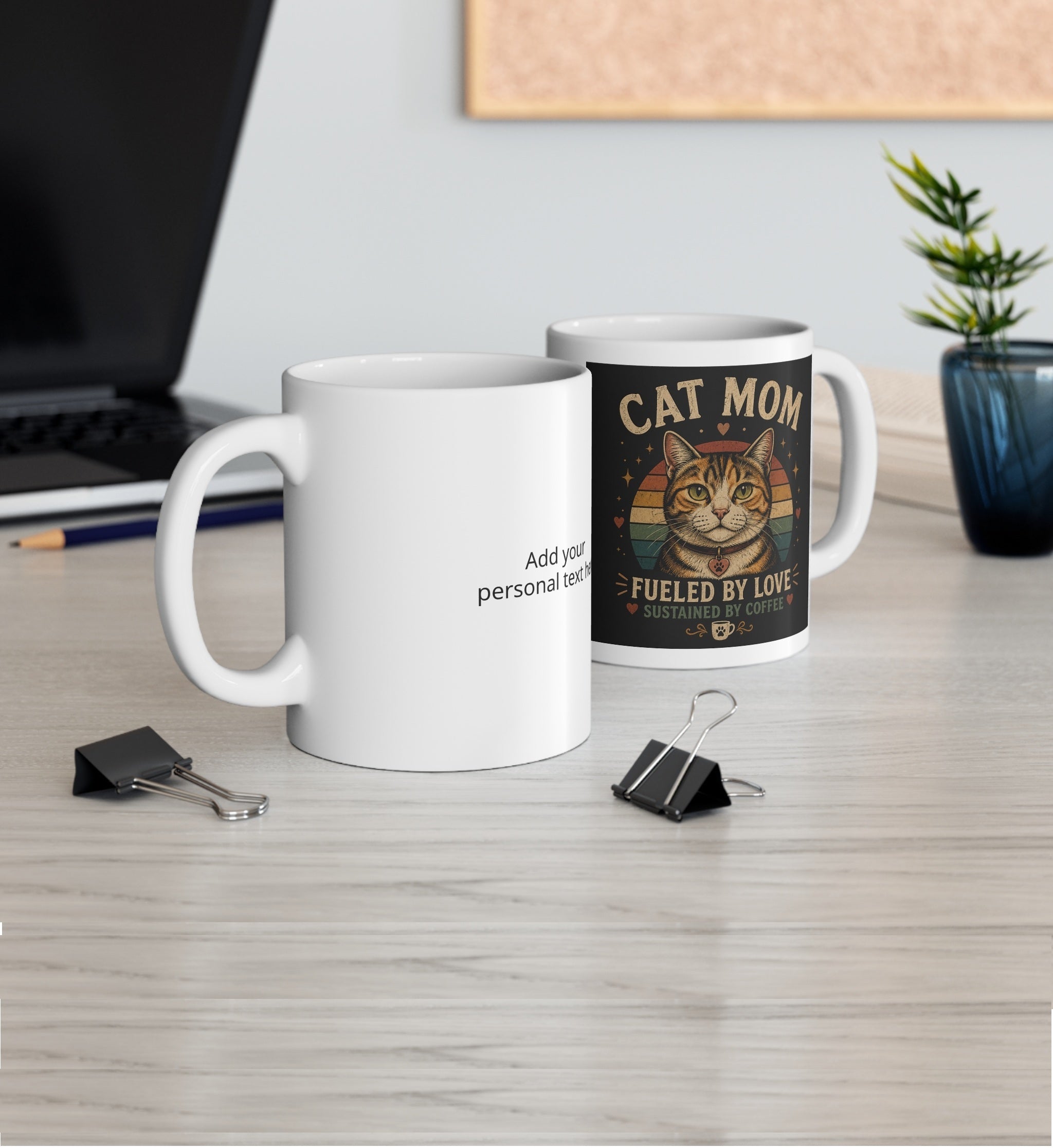 Personalised Cat Mom Mug — Custom Image & Message | ORCA Coated 11oz Ceramic