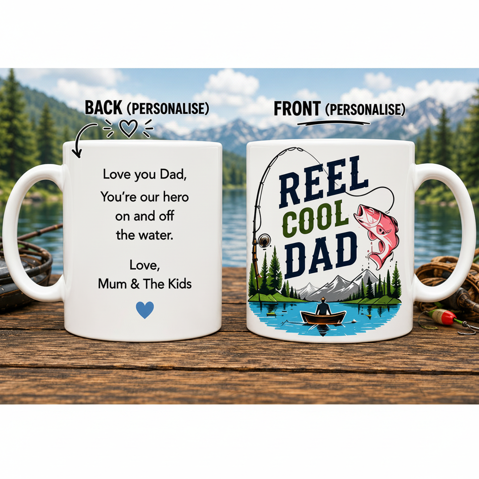Personalised Fishing Dad Coffee Mug — Custom Photo & Message | ORCA Coated 11oz Ceramic