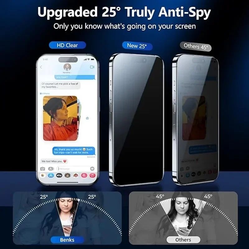 2pcs iPhone 15 Privacy Screen Protector, with Tempered Glass, Anti-Spy & Scratch Resistant, Compatible with iPhone 15