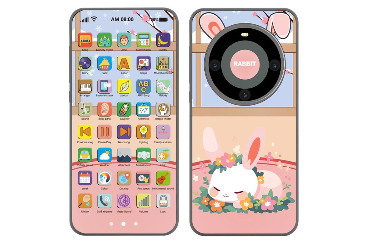 Learning Phone Toy with Over 10000 Educational Contents Touch Screen Early Education Gift - Rabbit