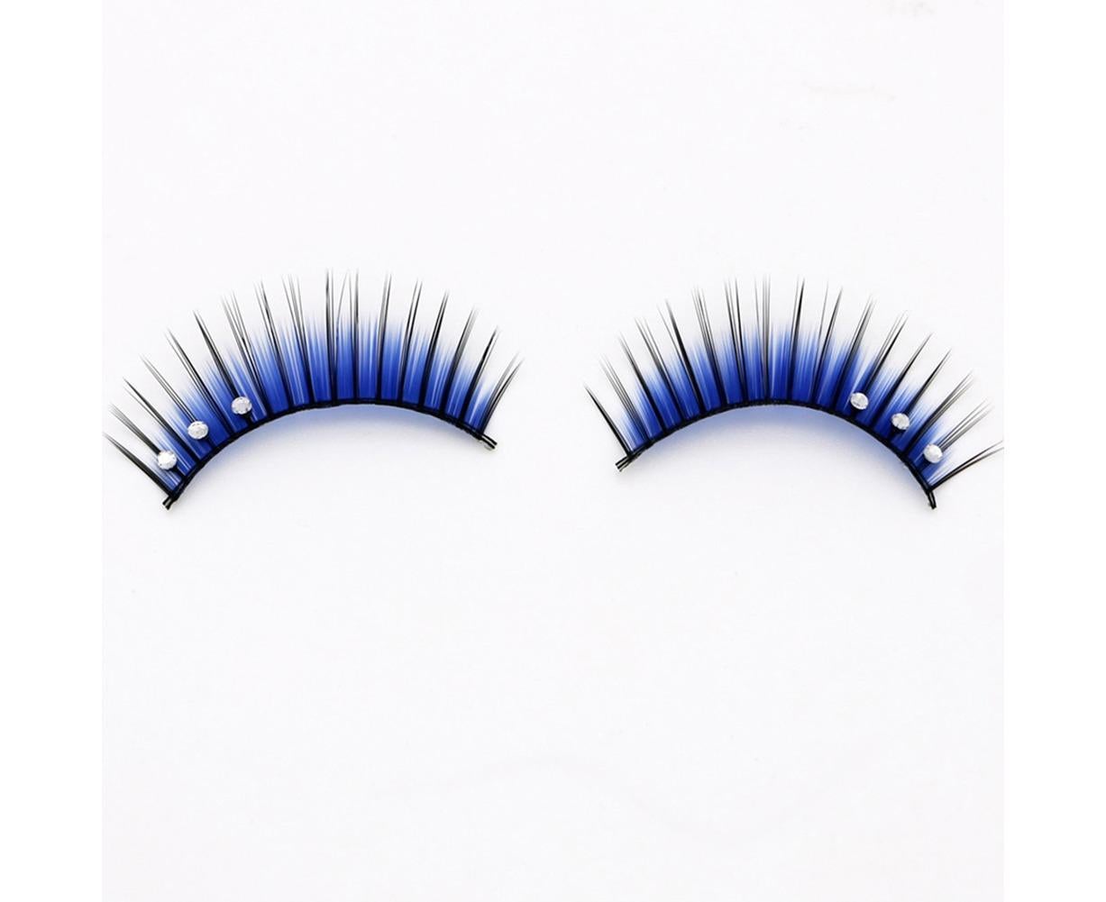 5 Pairs Dual Colors Glitter Rhinestones Artificial Eyelash Party Makeup Tool
