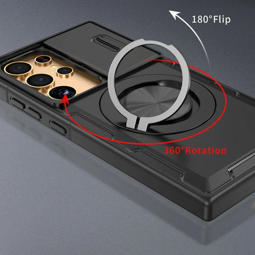 2-in-1 Magnetic Sliding Lens Case, Black for Samsung S25Ultra