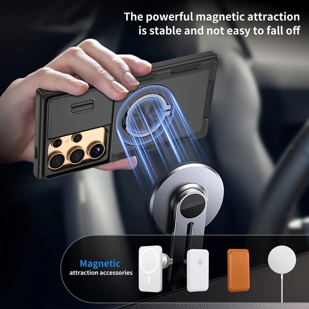 2-in-1 Magnetic Sliding Lens Case, Black for Samsung S25Ultra