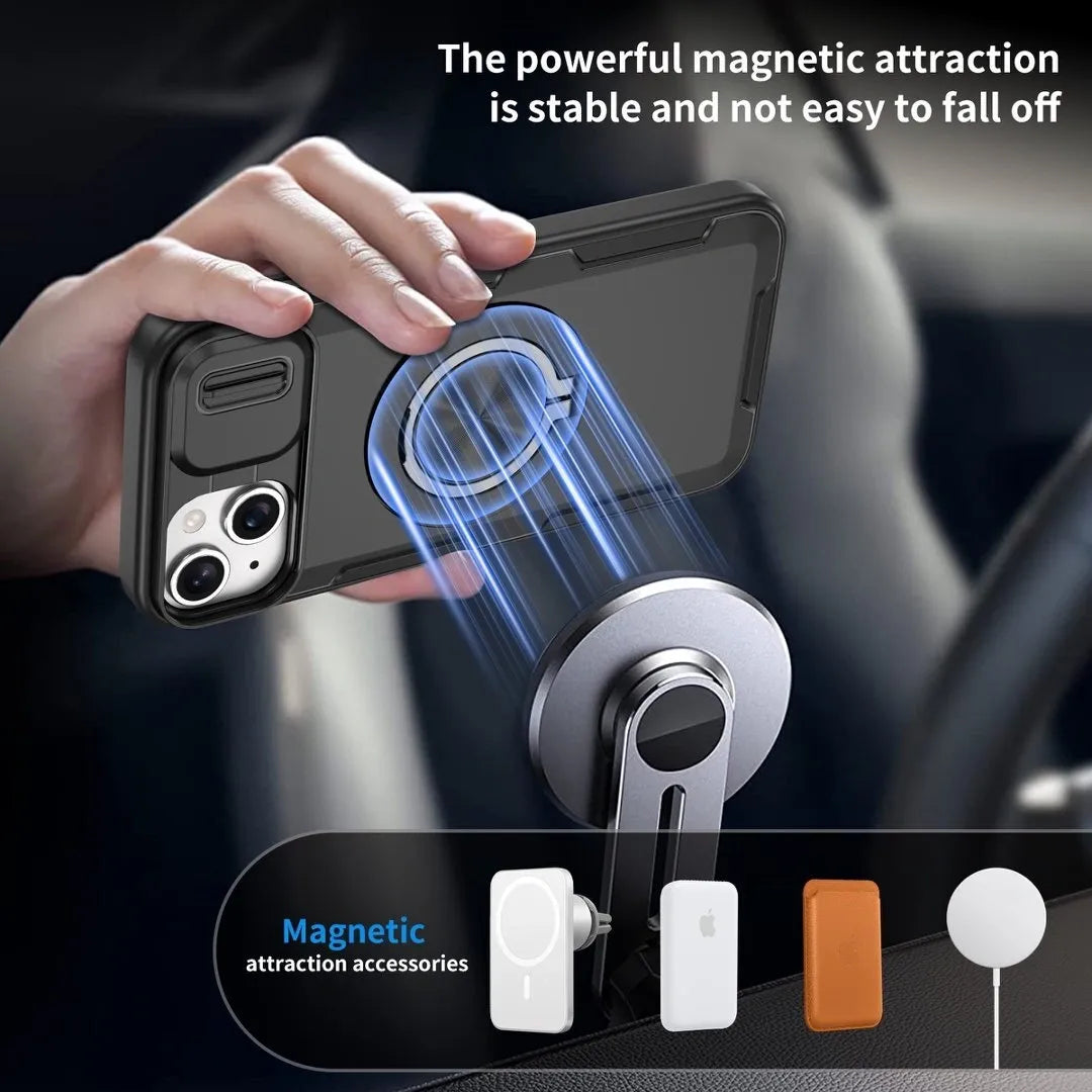 2-in-1 Magnetic Sliding Lens Case, Black for iPhone 15
