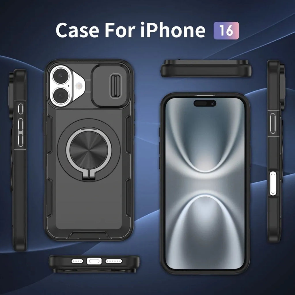 2-in-1 Magnetic Sliding Lens Case, Black for iPhone 16