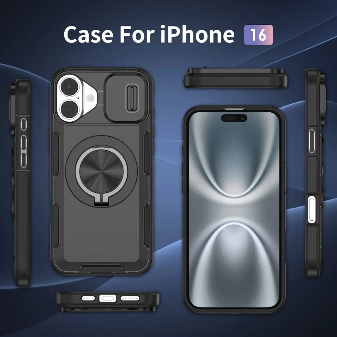 2-in-1 Magnetic Sliding Lens Case, Black for iPhone 16