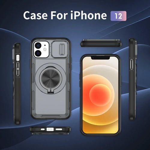2-in-1 Magnetic Sliding Lens Case, Grey for iPhone 12