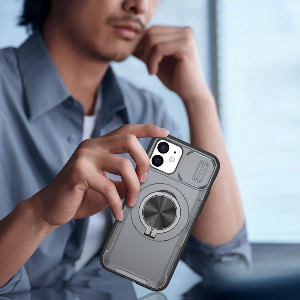 2-in-1 Magnetic Sliding Lens Case, Grey for iPhone 12