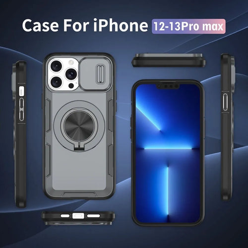 2-in-1 Magnetic Sliding Lens Case, Grey for iPhone 13