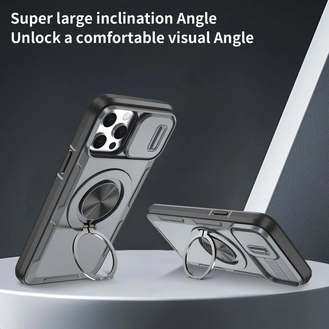 2-in-1 Magnetic Sliding Lens Case, Grey for iPhone 13