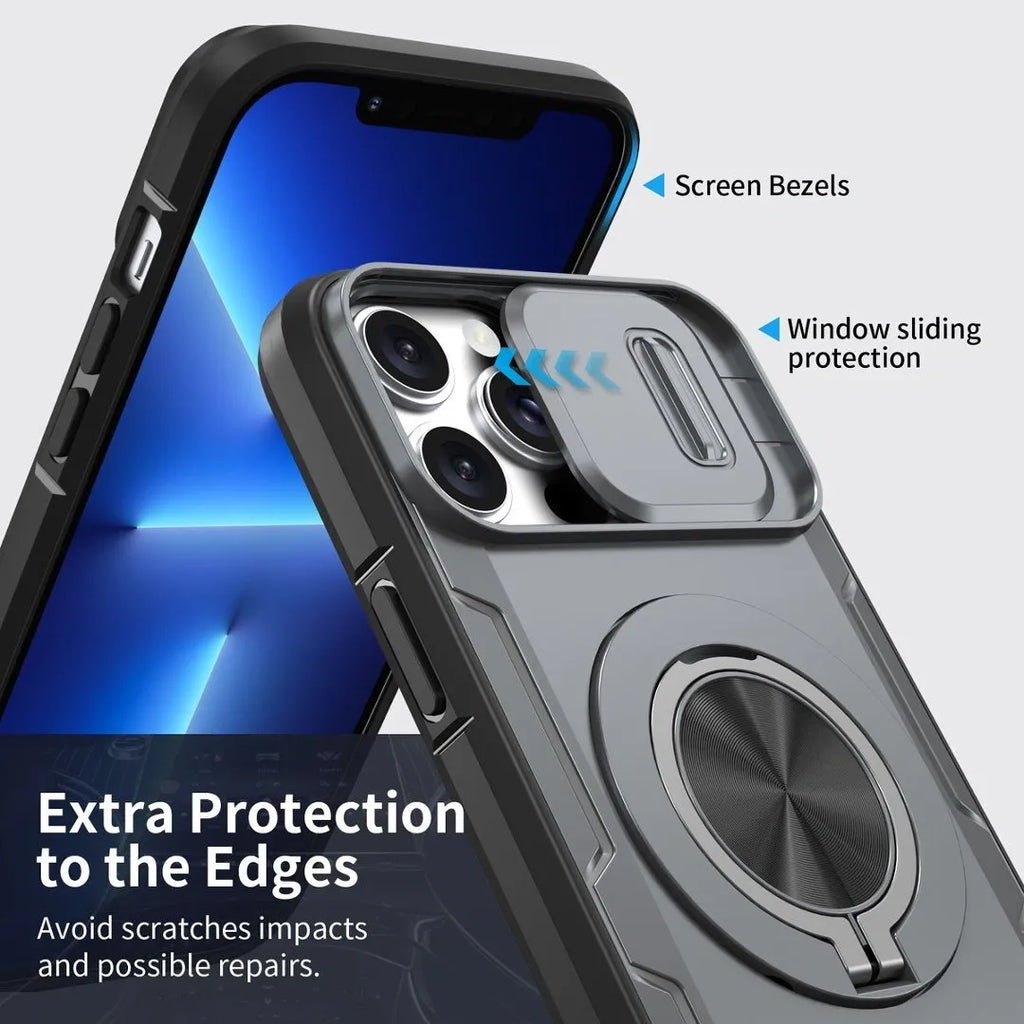 2-in-1 Magnetic Sliding Lens Case, Grey for iPhone 13