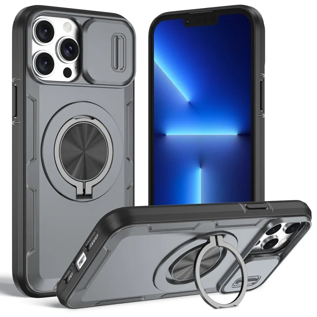 2-in-1 Magnetic Sliding Lens Case, Grey for iPhone 13 Pro
