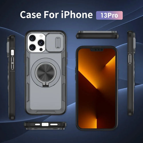 2-in-1 Magnetic Sliding Lens Case, Grey for iPhone 13 Pro