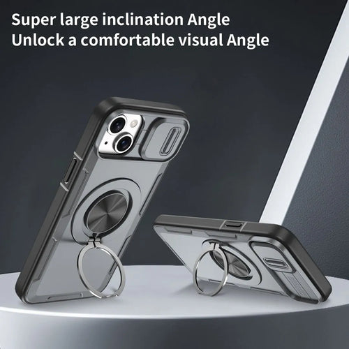 2-in-1 Magnetic Sliding Lens Case, Grey for iPhone 14