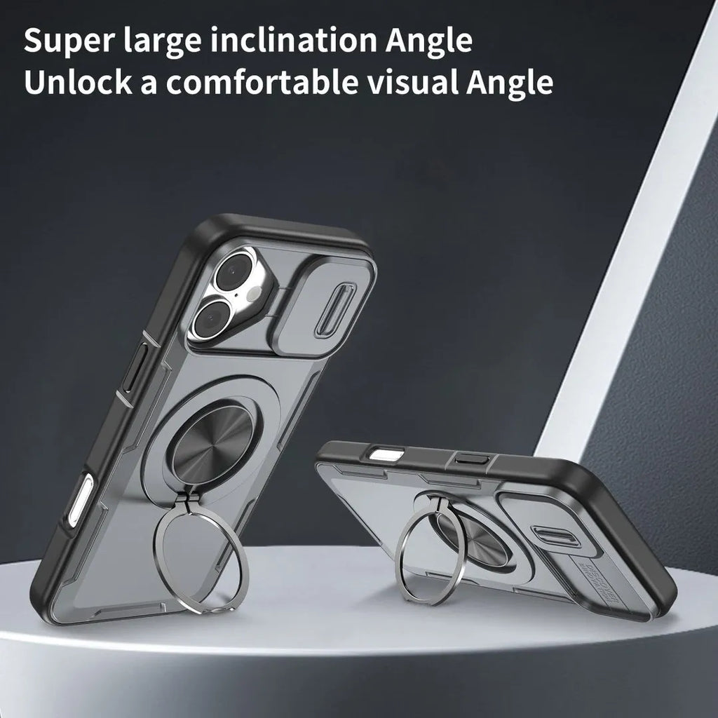 2-in-1 Magnetic Sliding Lens Case, Grey for iPhone 16