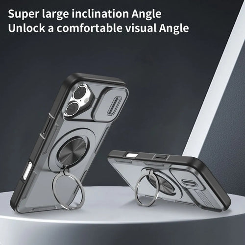 2-in-1 Magnetic Sliding Lens Case, Grey for iPhone 16