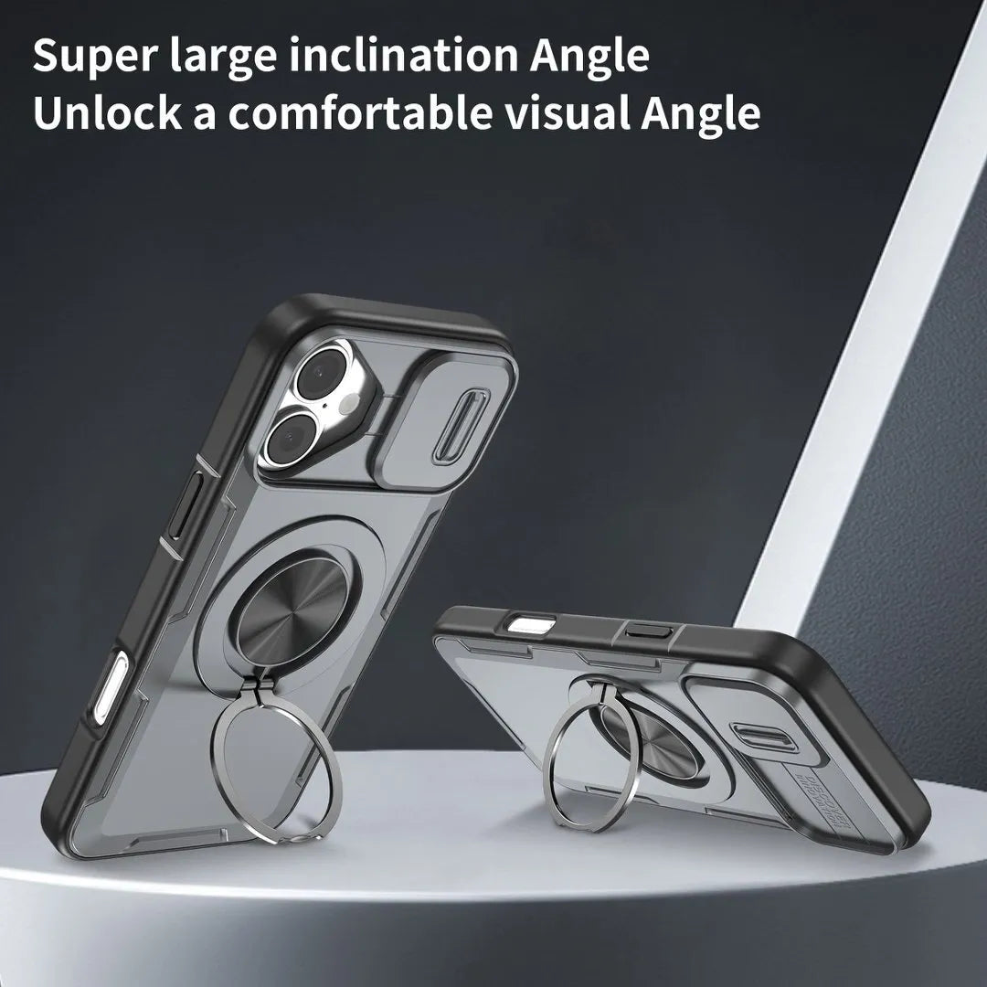 2-in-1 Magnetic Sliding Lens Case, Grey for iPhone 16 Plus