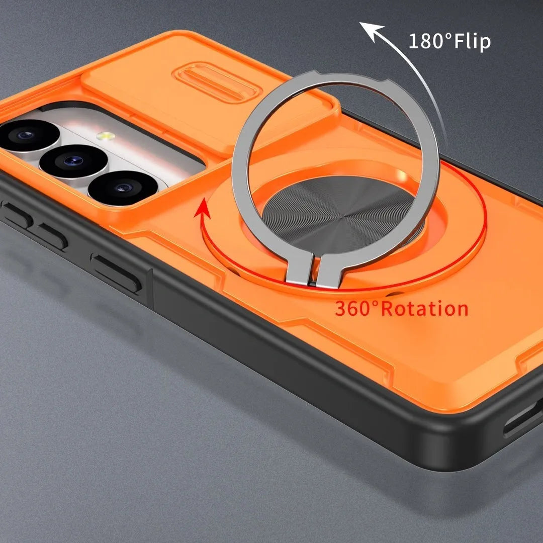 2-in-1 Magnetic Sliding Lens Case, Orange for Samsung S26 FREE SHIPPING