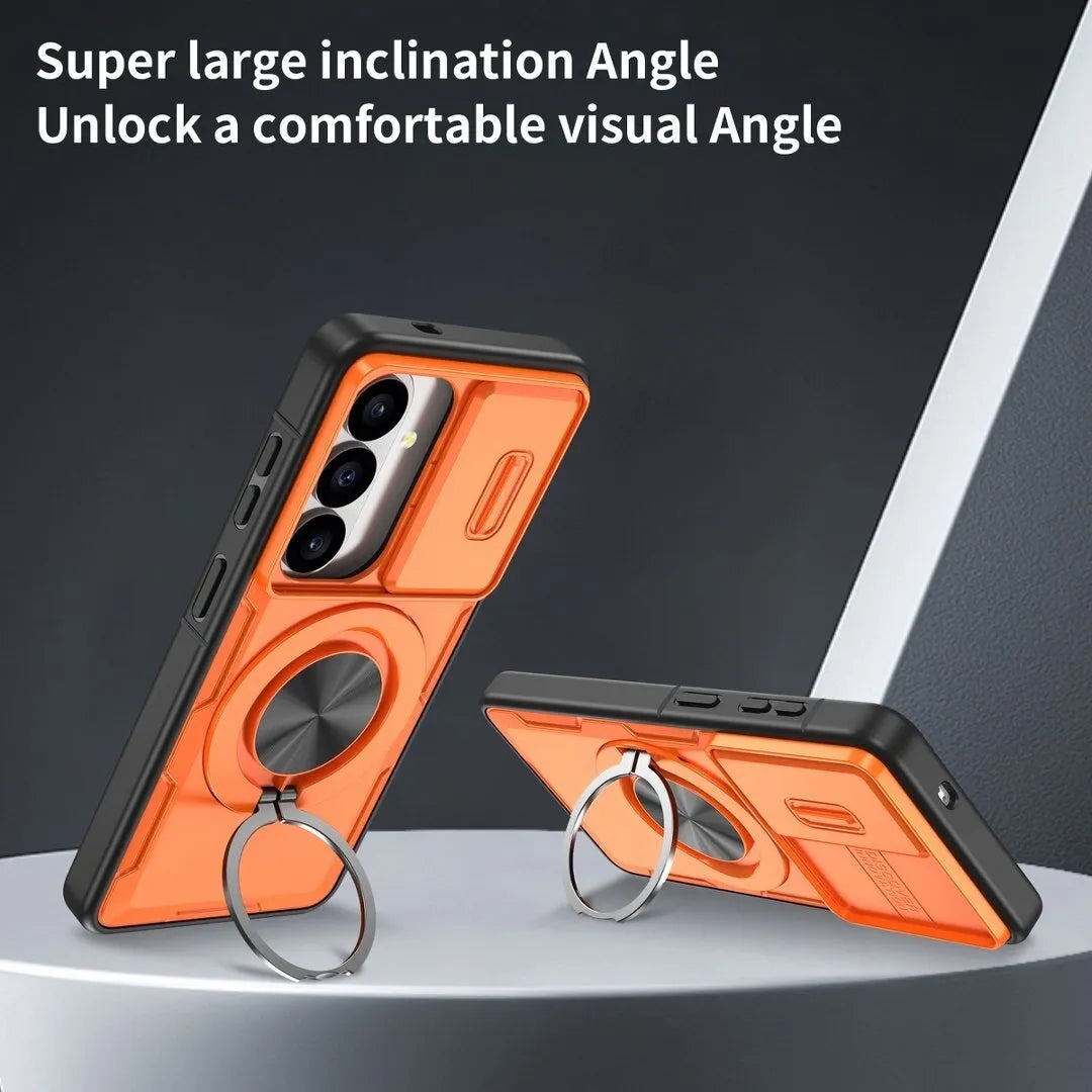 2-in-1 Magnetic Sliding Lens Case, Orange for Samsung S26 FREE SHIPPING