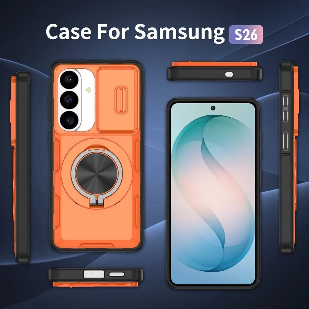 2-in-1 Magnetic Sliding Lens Case, Orange for Samsung S26 FREE SHIPPING