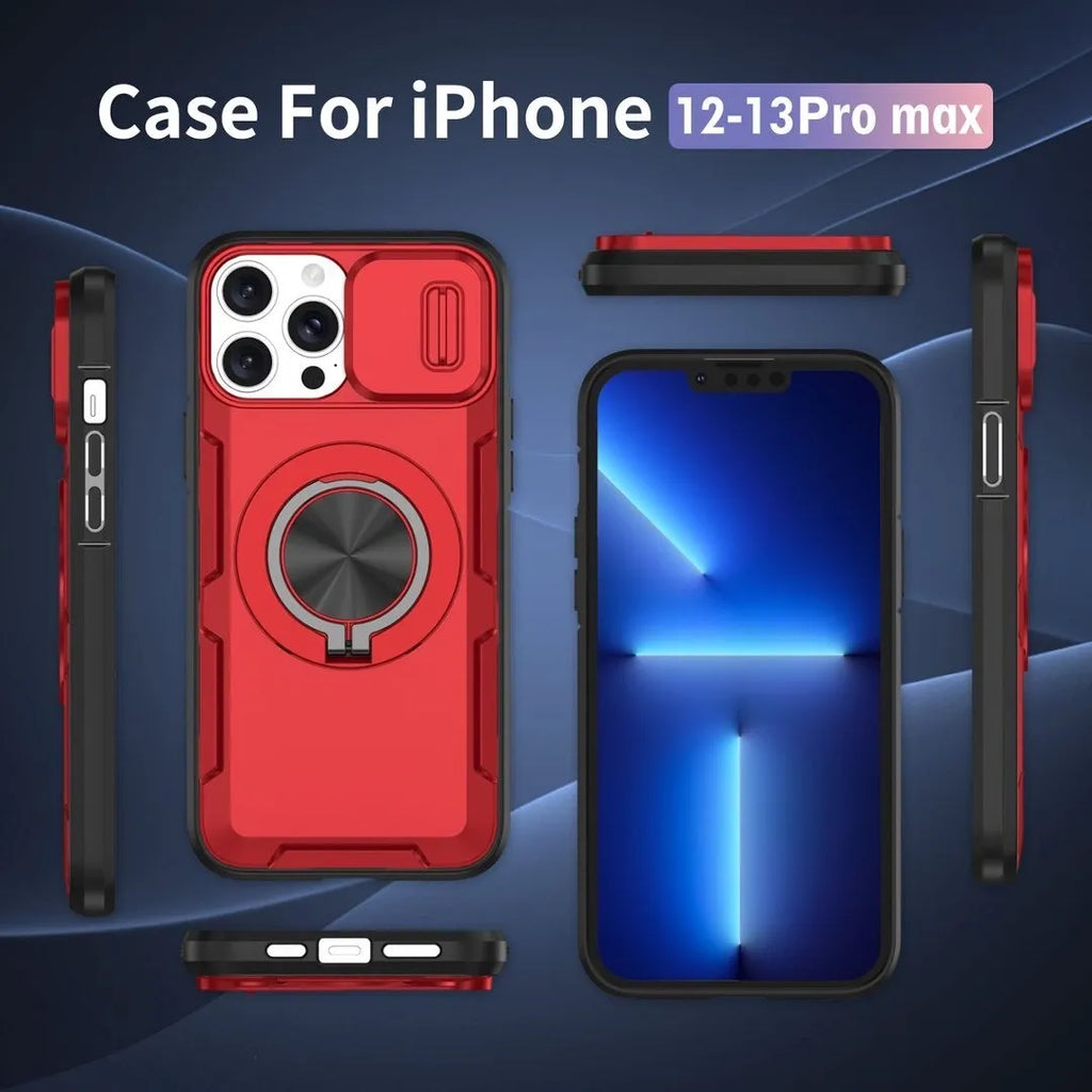 2-in-1 Magnetic Sliding Lens Case, Red for iPhone 13