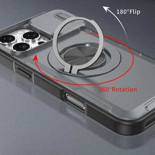 2-in-1 Magnetic Sliding Lens Case, Grey for iPhone 16 Pro