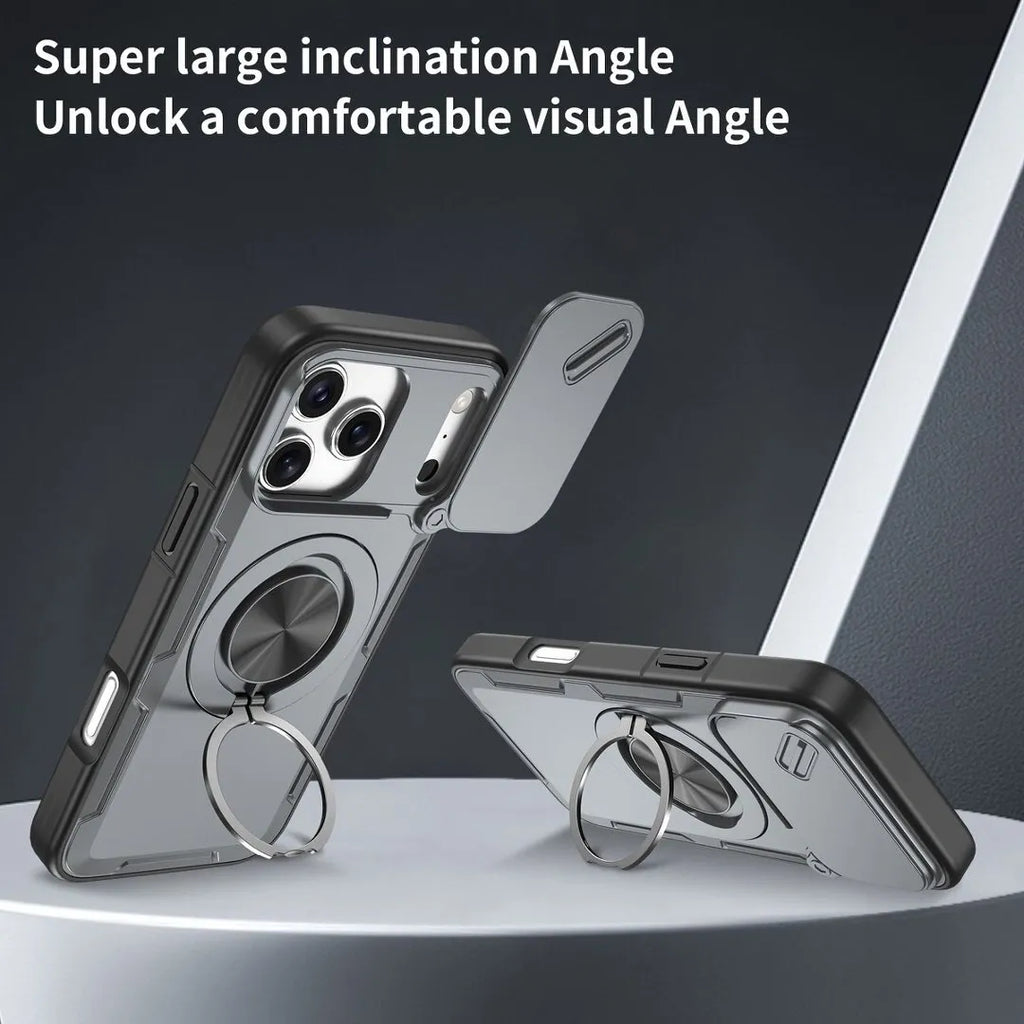 2-in-1 Magnetic Sliding Lens Case, Grey for iPhone 17 Pro
