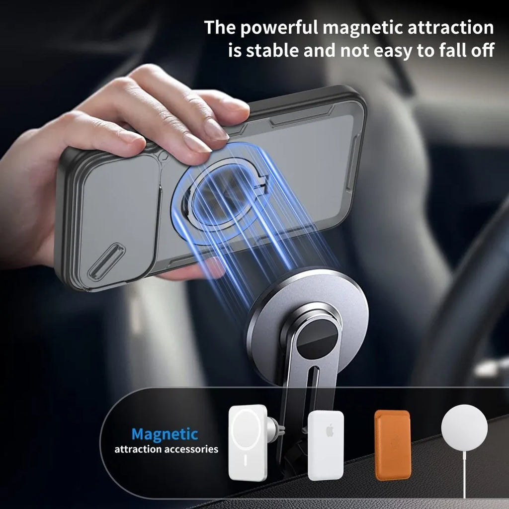 2-in-1 Magnetic Sliding Lens Case, Grey for iPhone 17 Pro