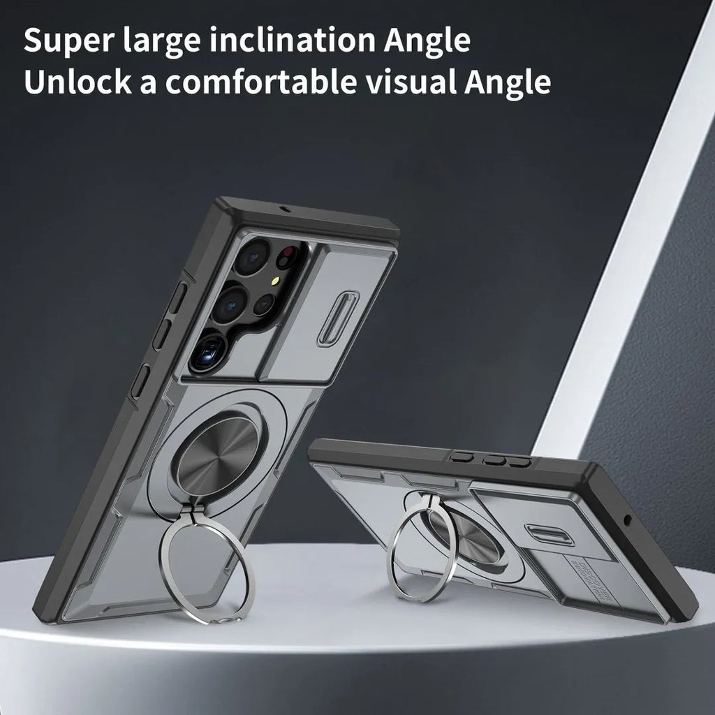 2-in-1 Magnetic Sliding Lens Case, Grey for Samsung S23Ultra