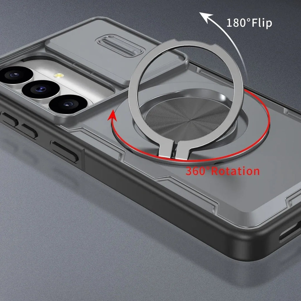 2-in-1 Magnetic Sliding Lens Case, Grey for Samsung S26
