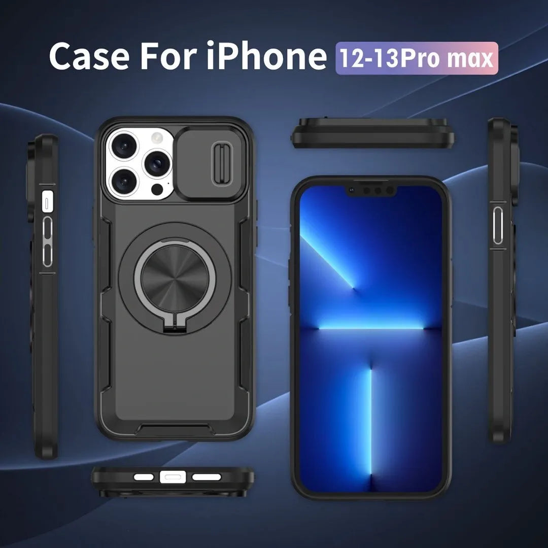2-in-1 Magnetic Sliding Lens Case, Black for iPhone 13