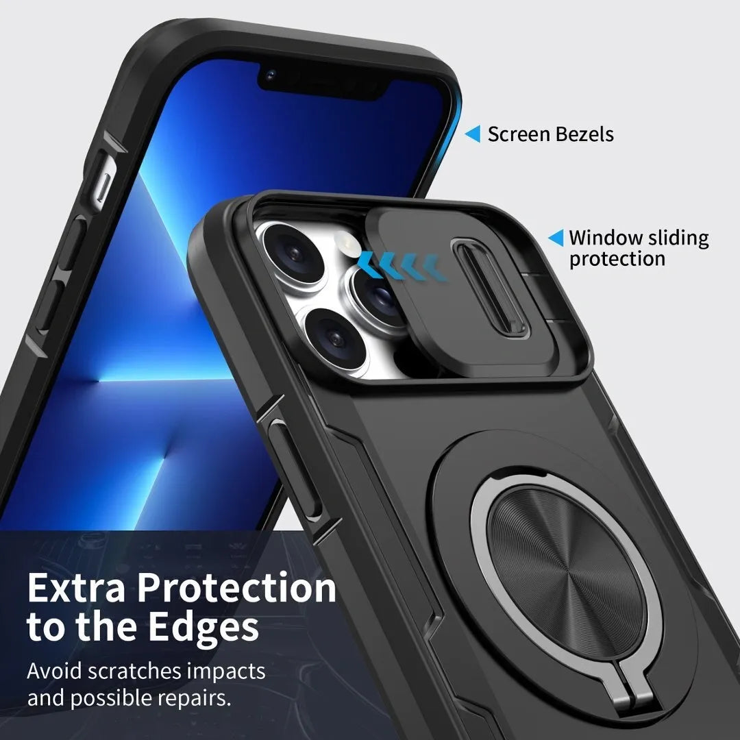 2-in-1 Magnetic Sliding Lens Case, Black for iPhone 13
