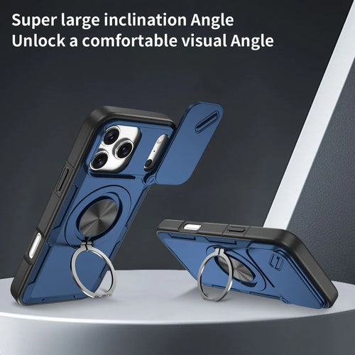 2-in-1 Magnetic Sliding Lens Case, Blue for iPhone 17 Pro