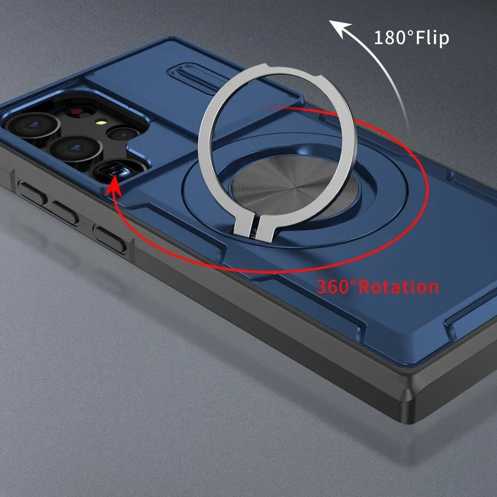 2-in-1 Magnetic Sliding Lens Case, Blue for  Samsung S23Ultra