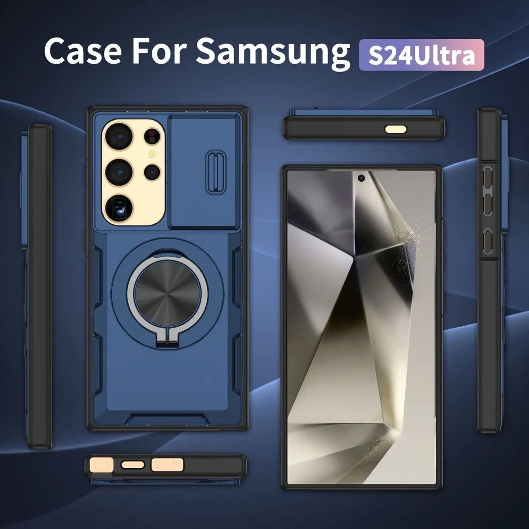 2-in-1 Magnetic Sliding Lens Case, Blue for  Samsung S24Ultra
