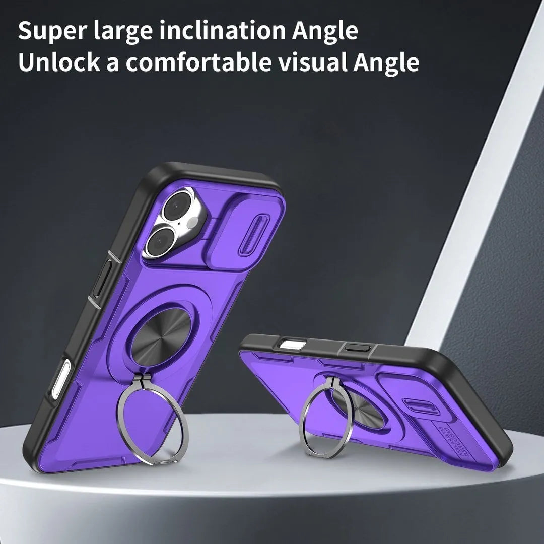 2-in-1 Magnetic Sliding Lens Case, Purple for iPhone 17