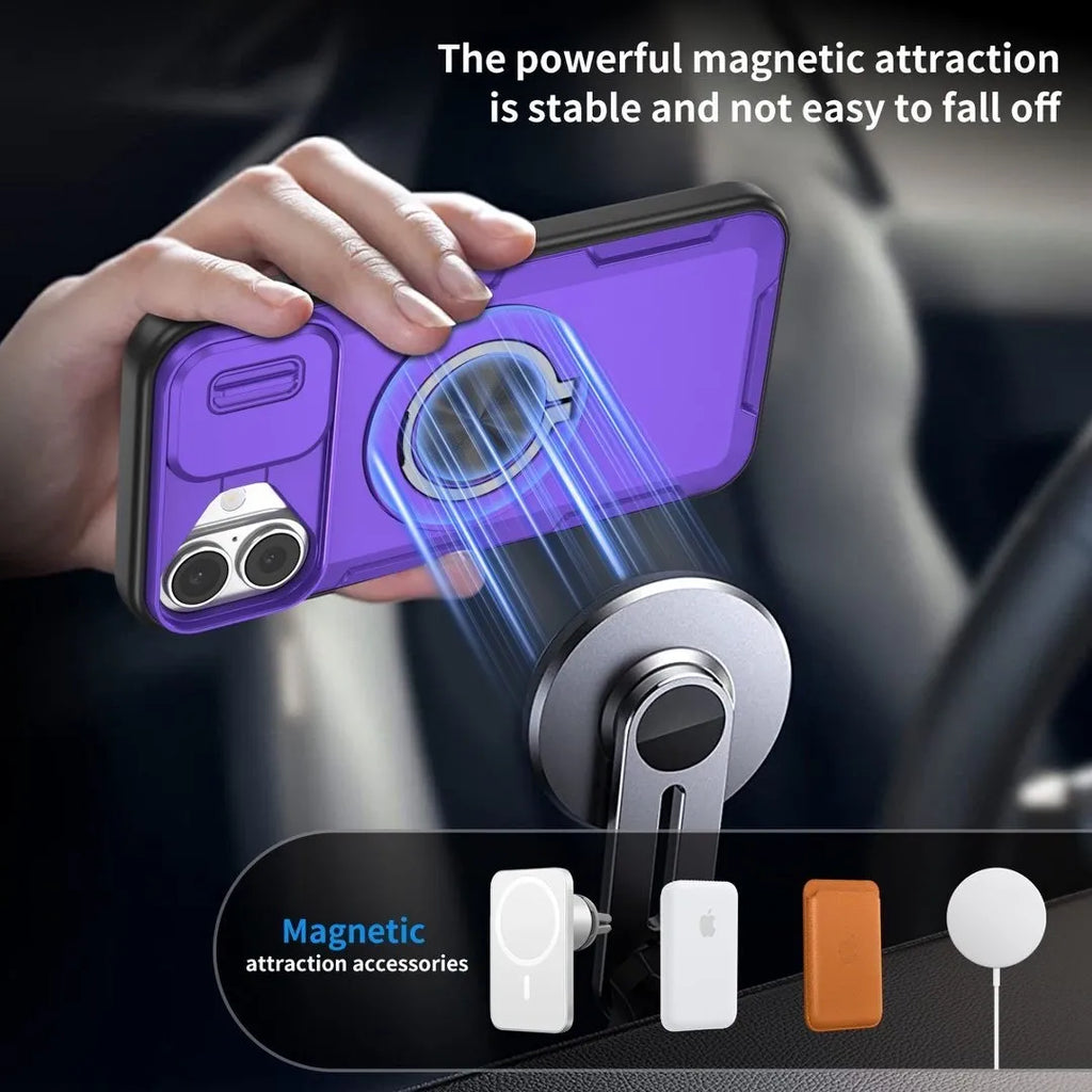 2-in-1 Magnetic Sliding Lens Case, Purple for iPhone 17