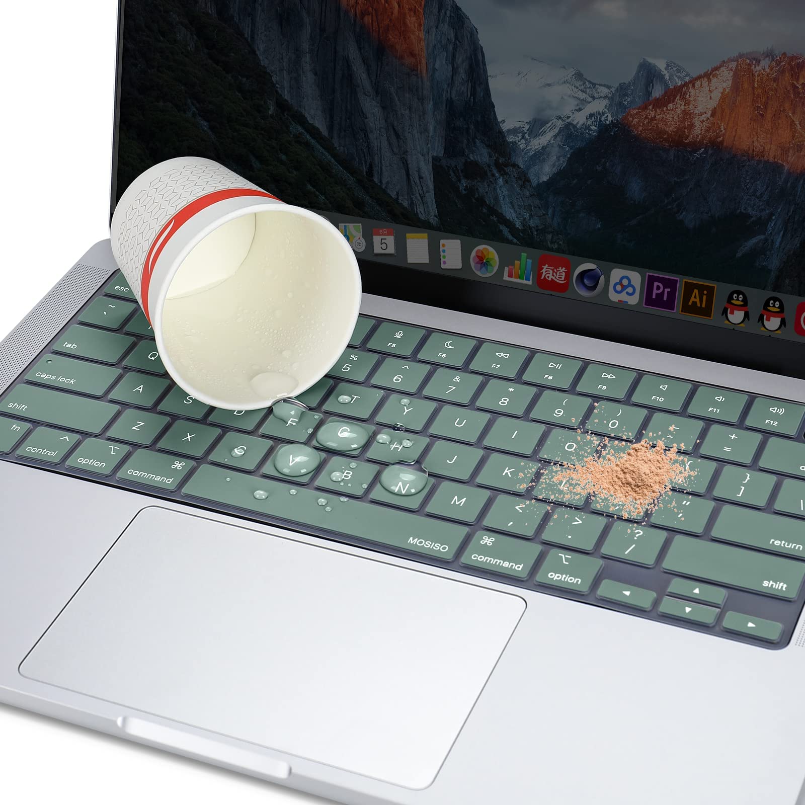 Keyboard Cover Skin For MacBook Air Pro 13 13.6 14 15.3 16 A2442 A2779 A2485 A2780 A2681 A2941 M1 M2 2021 to 2023 Green
