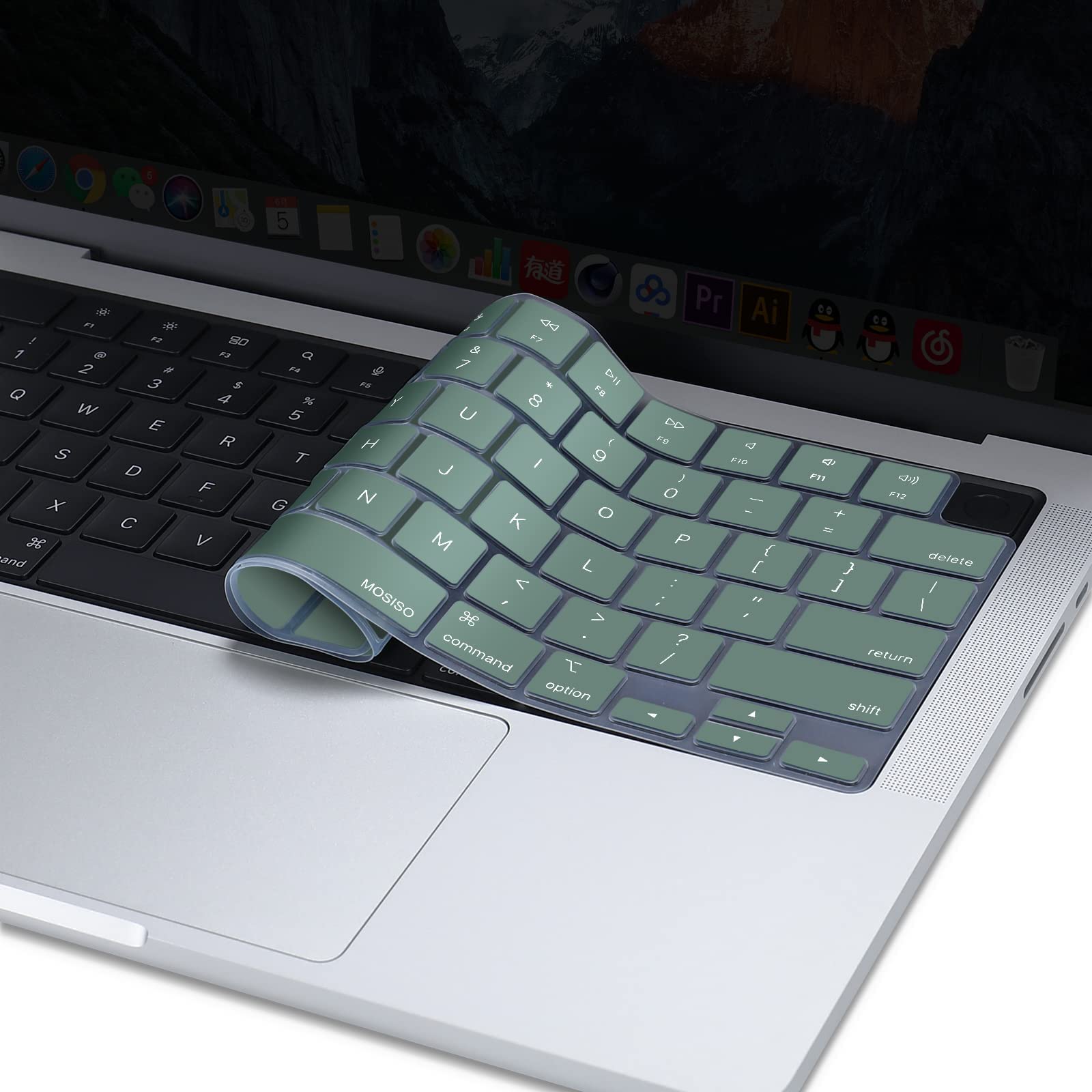 Keyboard Cover Skin For MacBook Air Pro 13 13.6 14 15.3 16 A2442 A2779 A2485 A2780 A2681 A2941 M1 M2 2021 to 2023 Green