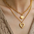 Luxury Heart Pendant Necklace and Bracelet Bold Cuban Link Chain