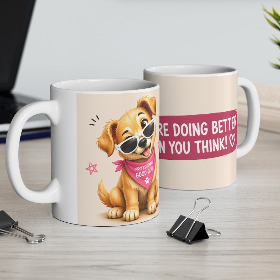 Cute Dog Lover Inspirational Mug Pink | ORCA Coated 11oz Ceramic